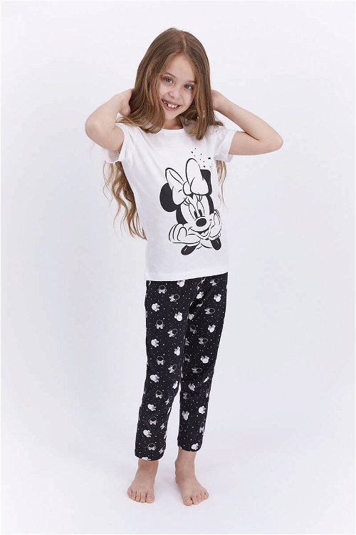 Minnie Mouse Lisanslı Krem Kız Çocuk Pijama Takımı