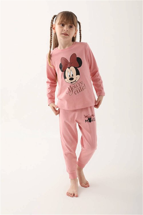 Minnie Mouse Retro Pembe Kız Çocuk Uzun Kol Pijama Takım