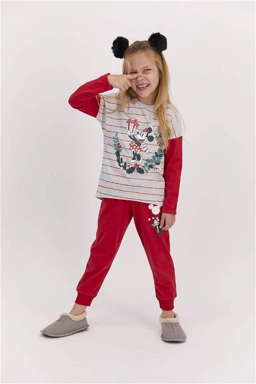Minnie Mouse Lisanslı Karmelanj Kız Çocuk Pijama Takımı