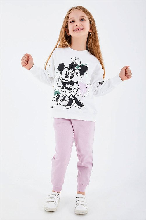 Minnie Mouse Lisanslı Krem Kız Çocuk Eşofman Takım
