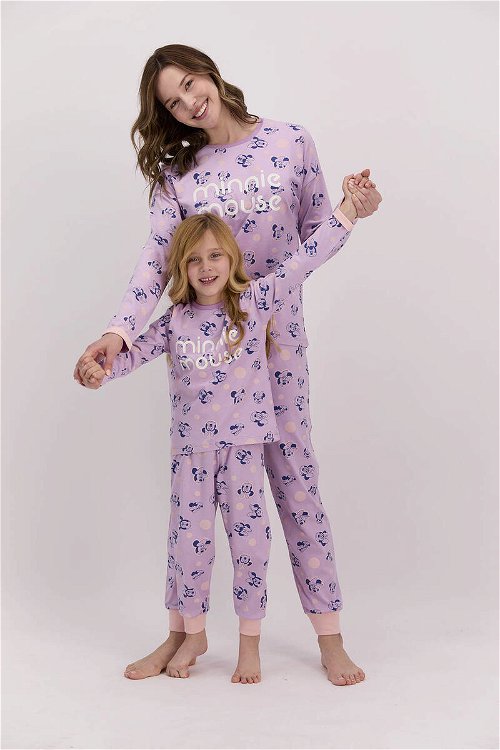 Minnie Mouse Lisanslı Lila Kız Çocuk Pijama Takımı