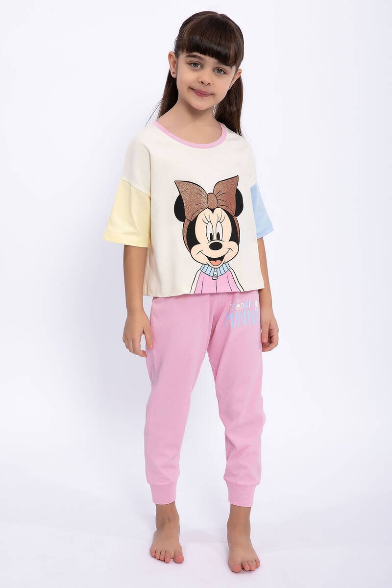 Minnie Mouse - Minnie Mouse Lisanslı Trending Minnie Fildişi Kız Çocuk Eşofman Takımı