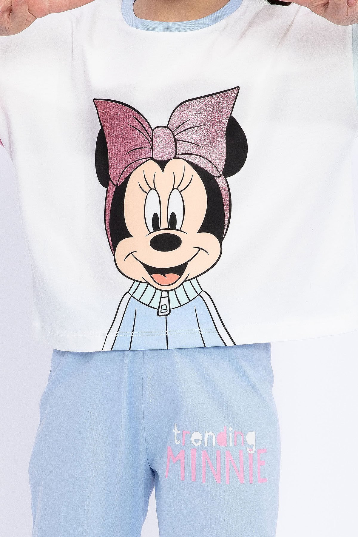 Minnie Mouse Lisanslı Trending Minnie Krem Kız Çocuk Pijama Takımı