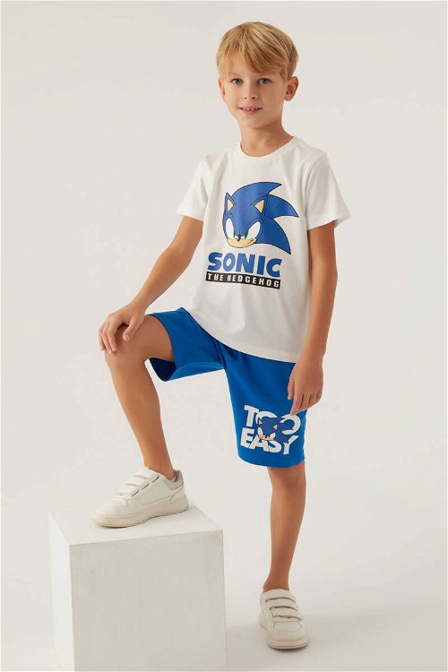 Modern Sonic Hedgehog Krem Erkek Çocuk Bermuda Takım