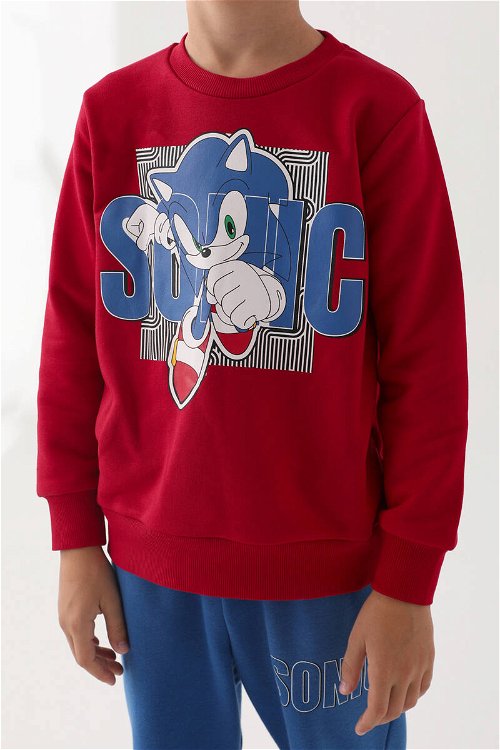 Modern Sonic Kırmızı Baskılı Erkek Çocuk Eşofman Takımı