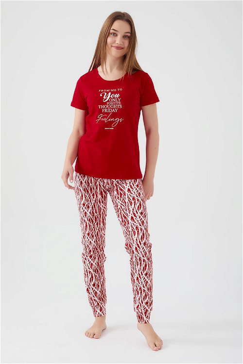 Pierre Cardin Friday Feelings Kırmızı Kadın Kısa Kol Pijama Takım
