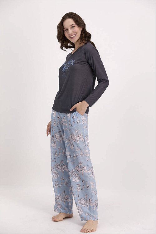 Pierre Cardin Çiçek Desenli Lacivert Kadın Pijama Takımı