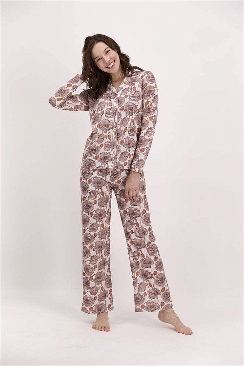 Pierre Cardin Çiçek Desenli Vizon Kadın Gömlek Pijama