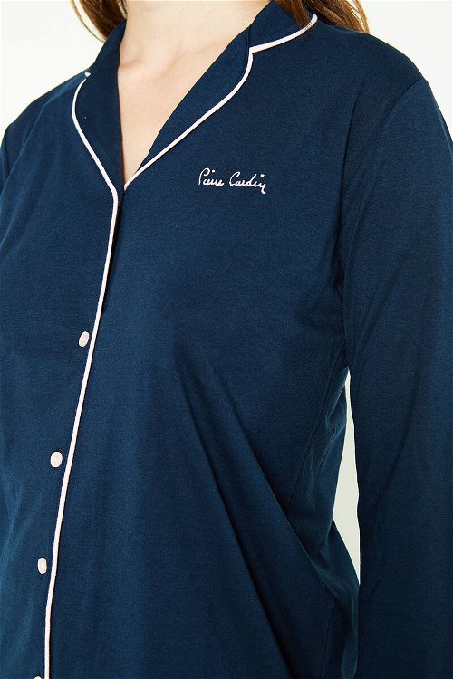 Pierre Cardin Classic Lacivert Kadın Gömlek Pijama Takımı