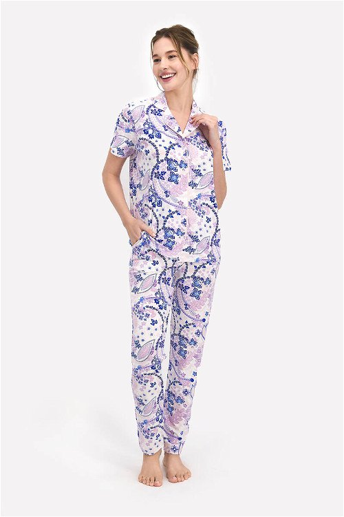 Pierre Cardin Floral Pattern Toz Somon Kadın Gömlek Pijama