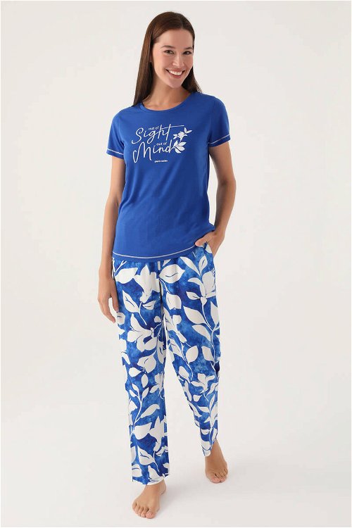 Pierre Cardin Mind Koyu Mavi Kadın Kısa Kol Pijama Takımı