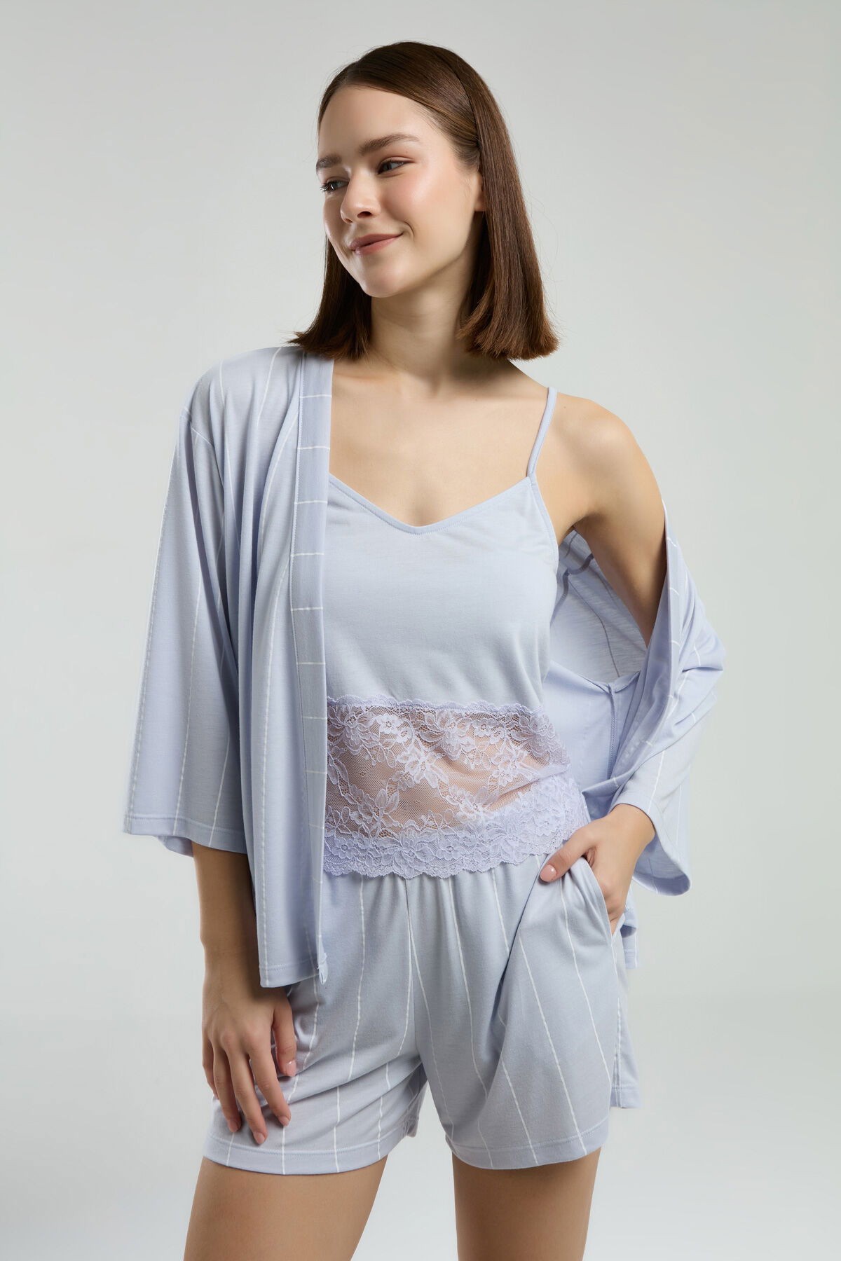 Pierre Cardin - Pierre Cardin Kadın Mavi Sabahlık