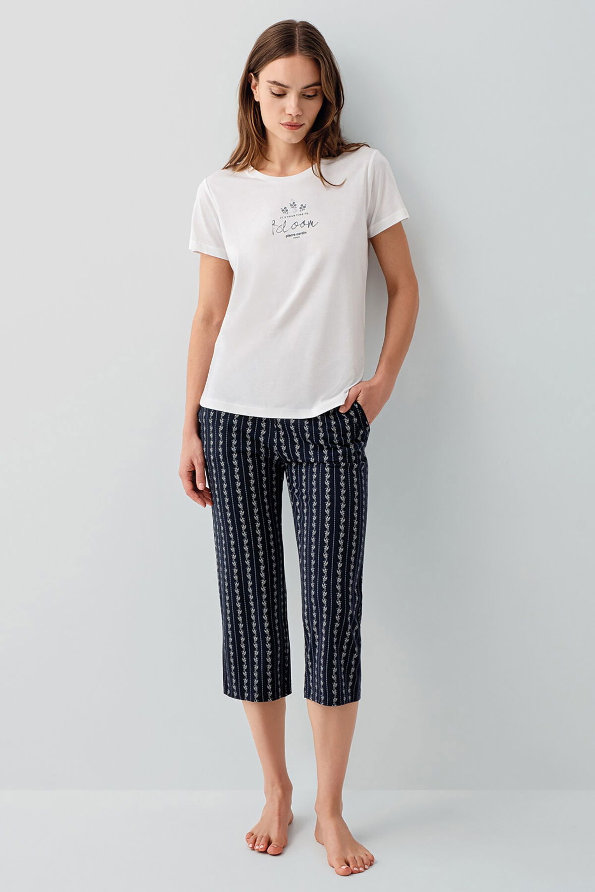 Pierre Cardin - Pierre Cardin Kadın Beyaz Kapri Takım (1)