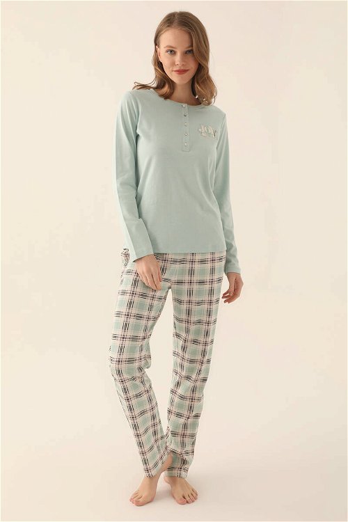 Pierre Cardin Açık Mint Kadın Uzun Kol Pijama Takım