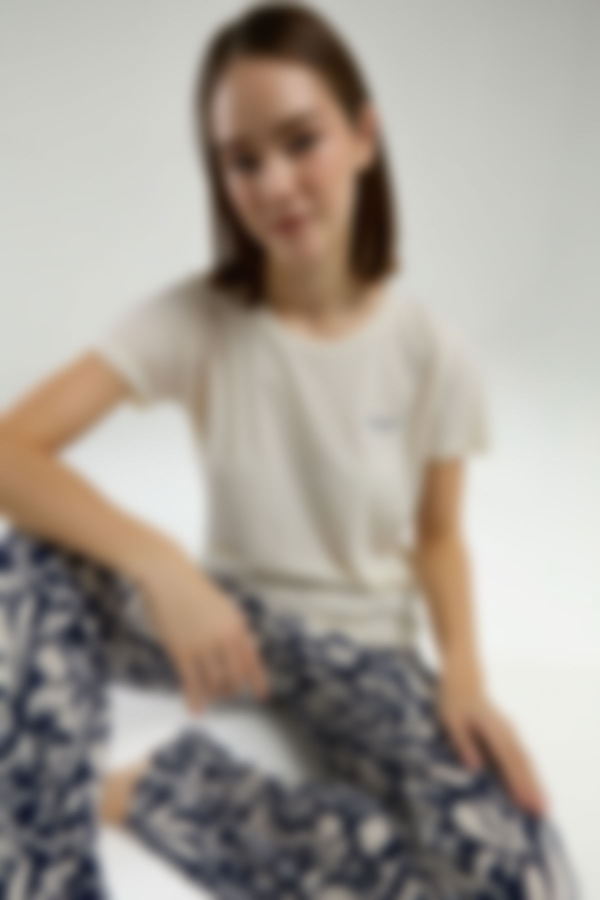 Pierre Cardin - Pierre Cardin Kadın Krem Kısa Kol Pijama Takım