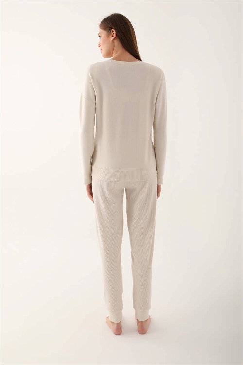 Pierre Cardin Small Coat Of Arms Krem Kadın Uzun Kol Pijama Takım