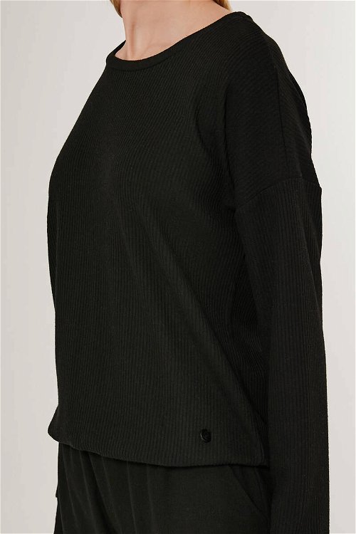 Pierre Cardin Pinstripe Siyah Kadın Uzun Kol Pijama Takım