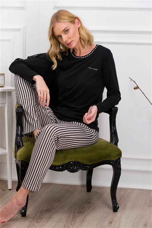 Pierre Cardin Siyah Çizgili Kadın Pijama Takımı