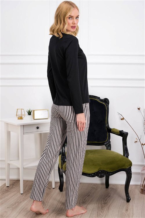Pierre Cardin Siyah Çizgili Kadın Pijama Takımı