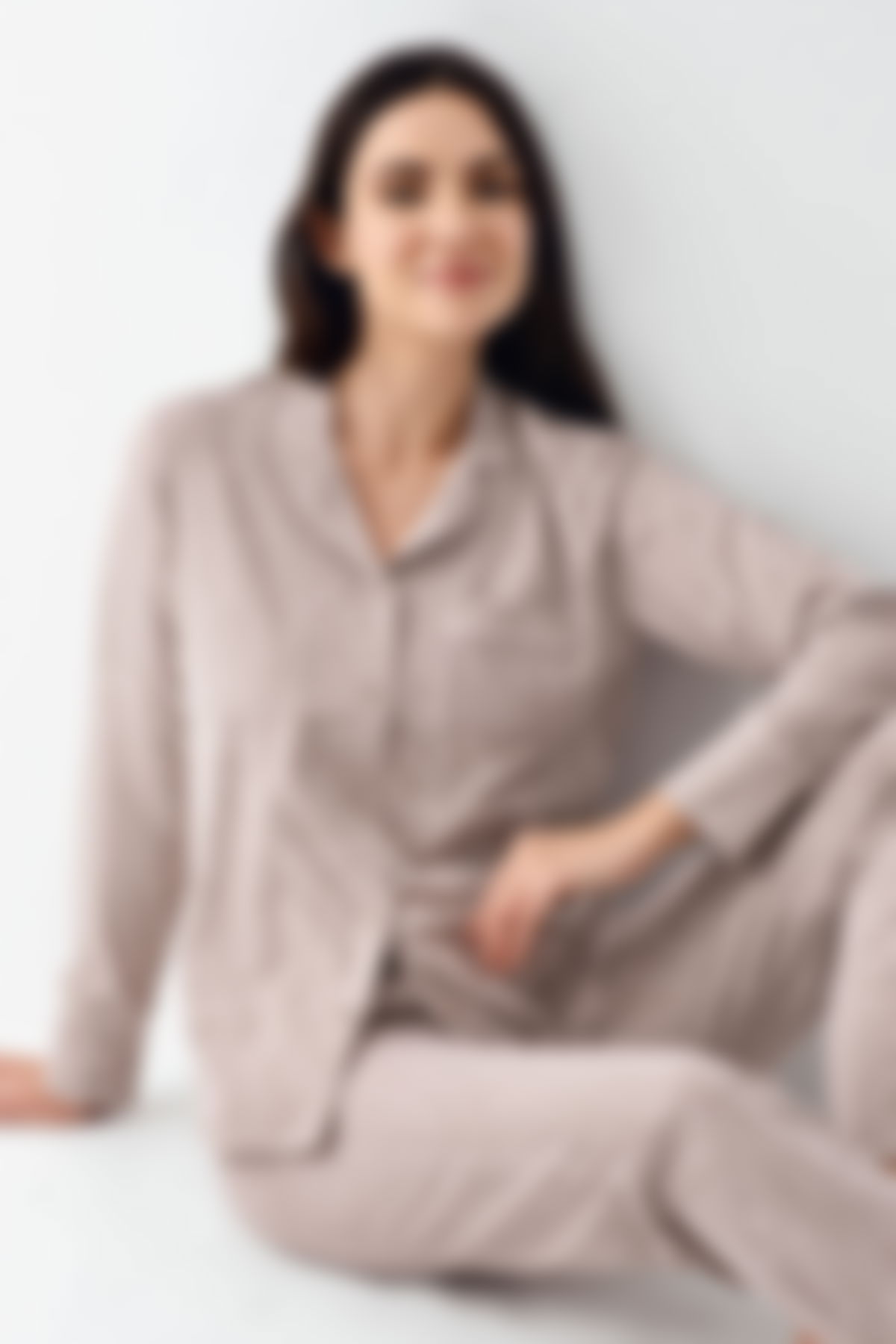 Pierre Cardin - Pierre Cardin Kadın Kahverengi Pijama Takımı