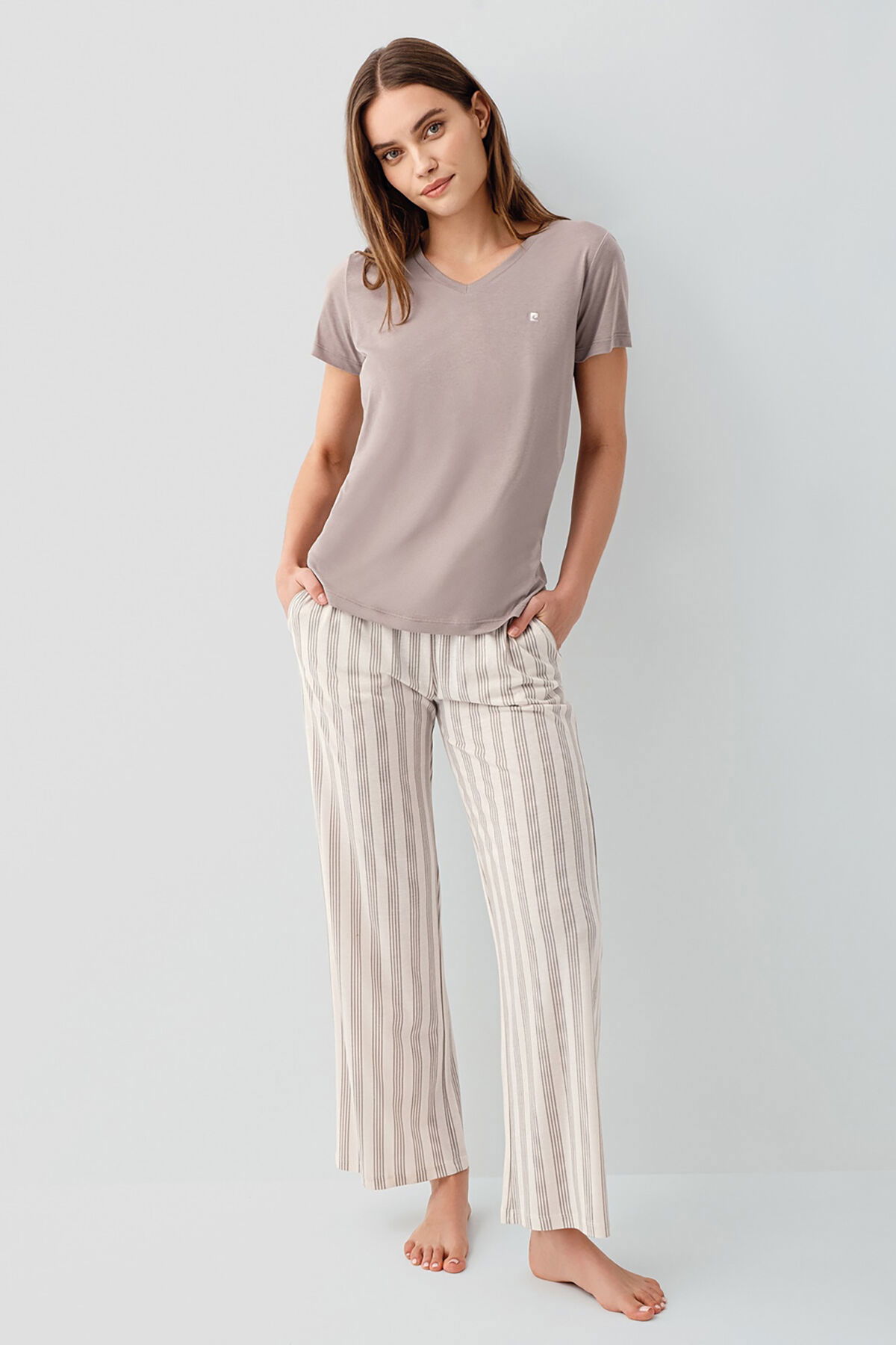 Pierre Cardin - Pierre Cardin Kadın Kahverengi Pijama Takım (1)