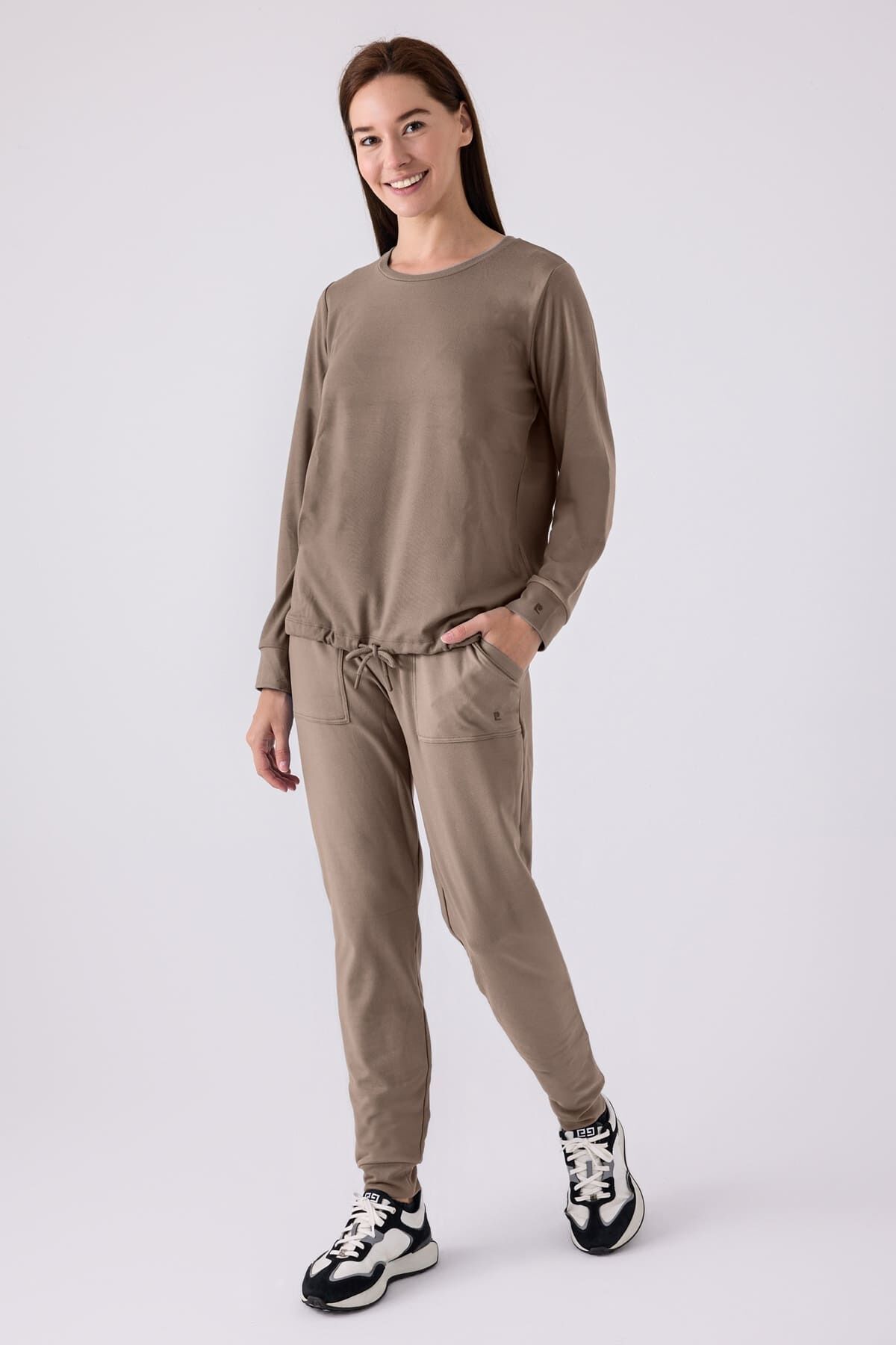 Pierre Cardin - Pierre Cardin Kadın Kahverengi Pijama Takım