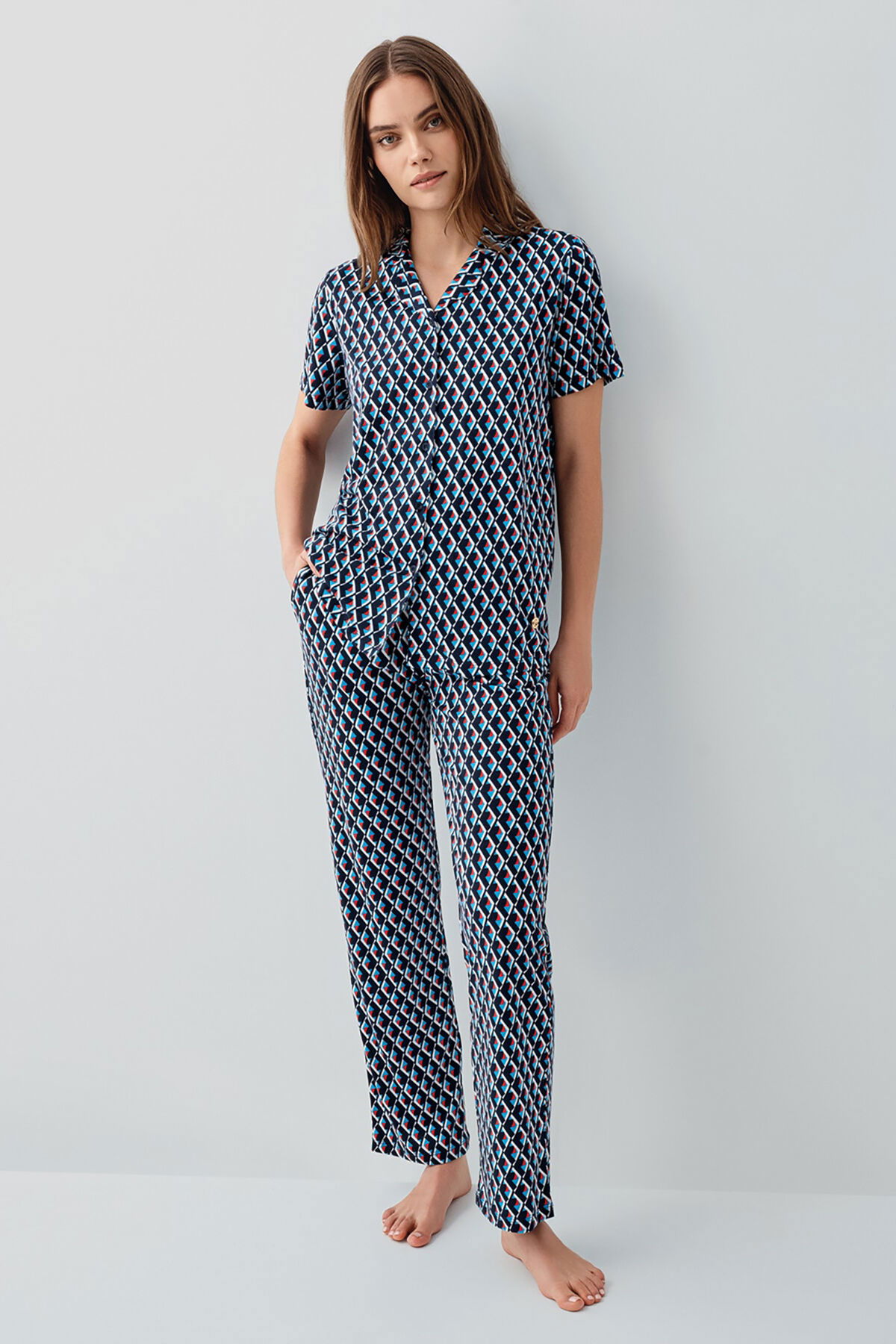 Pierre Cardin - Pierre Cardin Kadın Lacivert Gömlek Pijama (1)