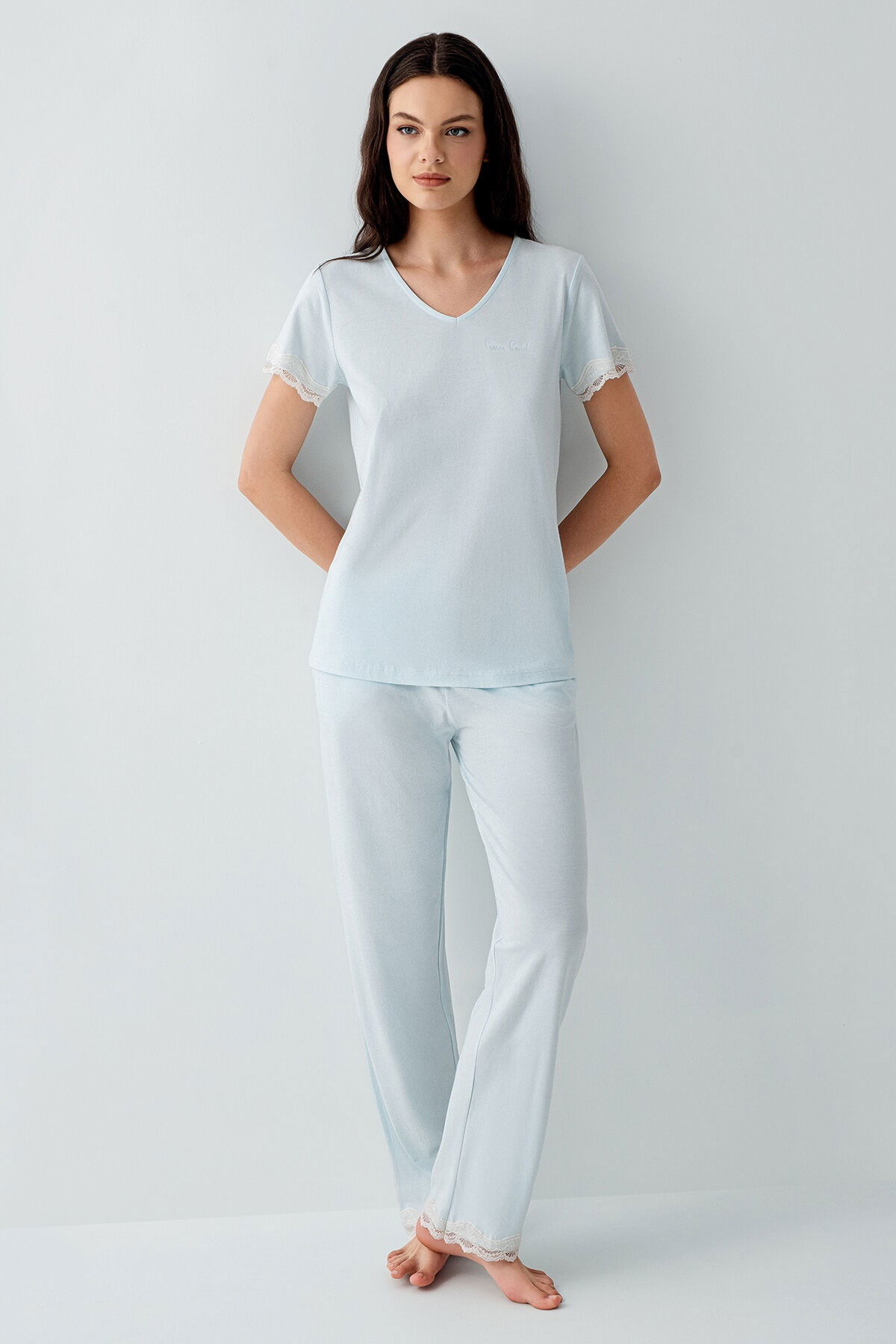 Pierre Cardin - Pierre Cardin Kadın Mavi Pijama Takımı (1)