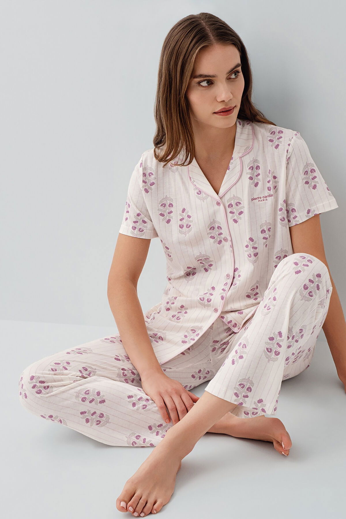 Pierre Cardin - Pierre Cardin Kadın Pembe Gömlek Pijama Takım