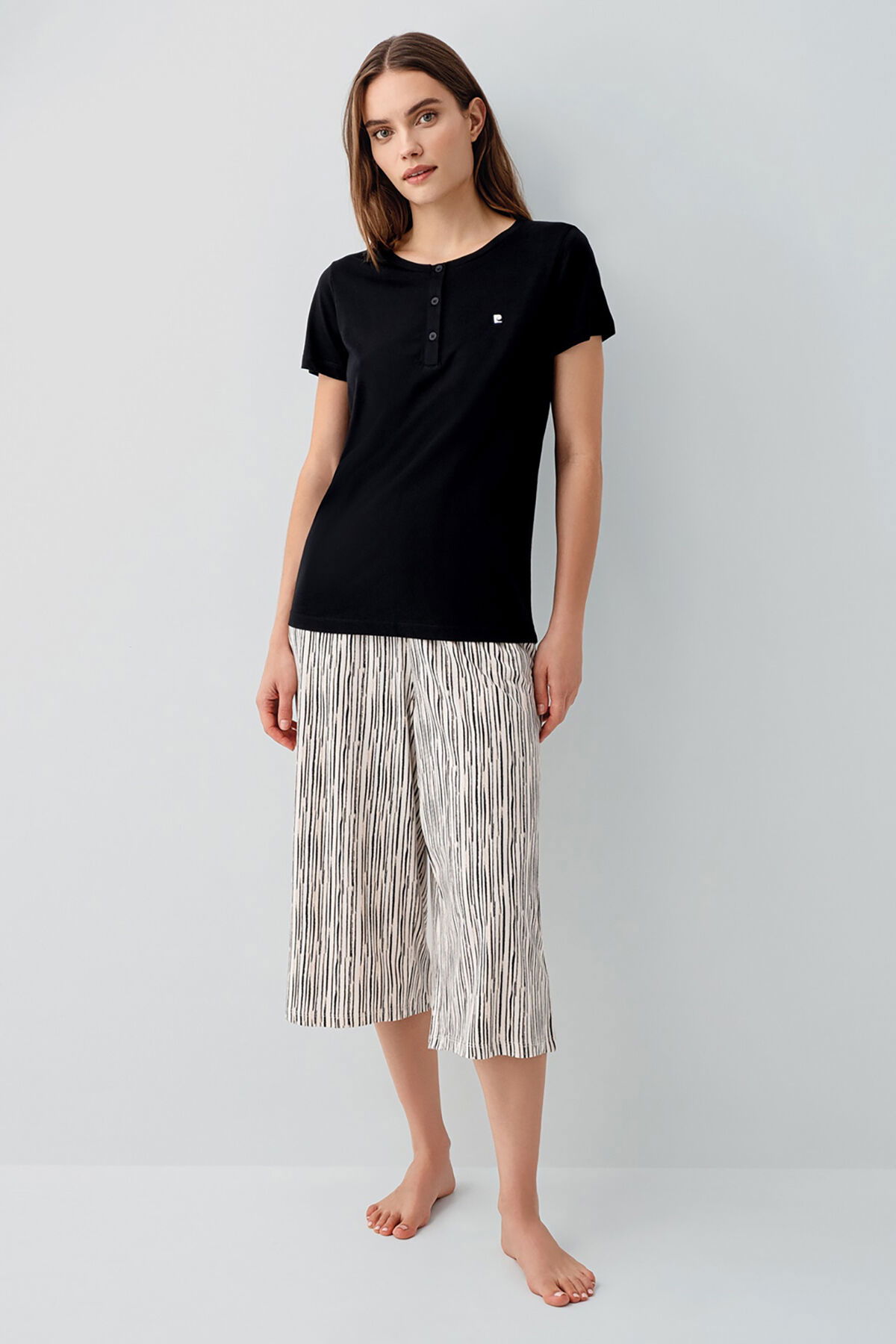 Pierre Cardin - Pierre Cardin Kadın Siyah Kapri Takım (1)