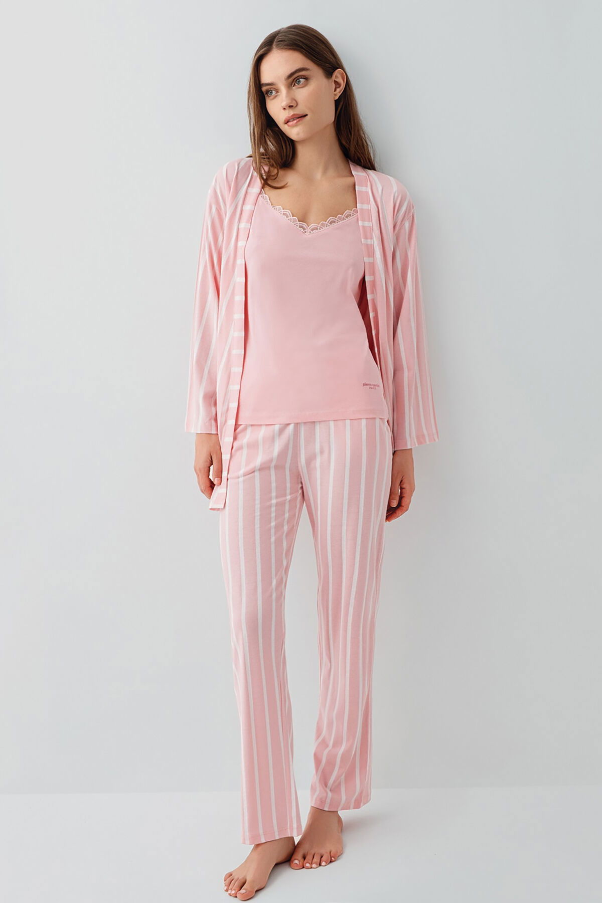 Pierre Cardin - Pierre Cardin Kadın Pembe 3'lü Pijama Takım (1)