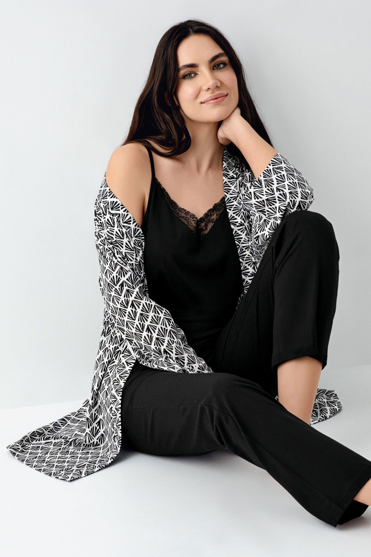 Pierre Cardin - Pierre Cardin Kadın Siyah Sabahlık