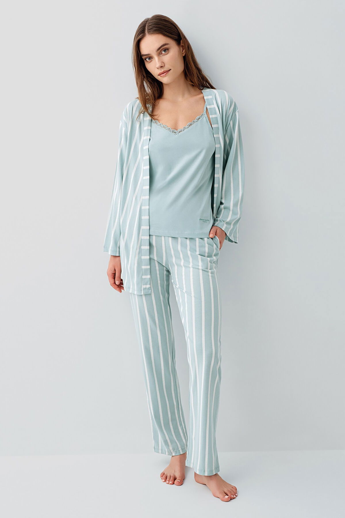 Pierre Cardin - Pierre Cardin Kadın Yeşil 3'lü Pijama Takım (1)