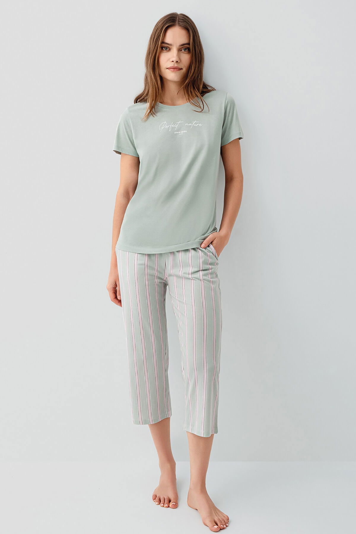 Pierre Cardin - Pierre Cardin Kadın Yeşil Kapri Takım (1)