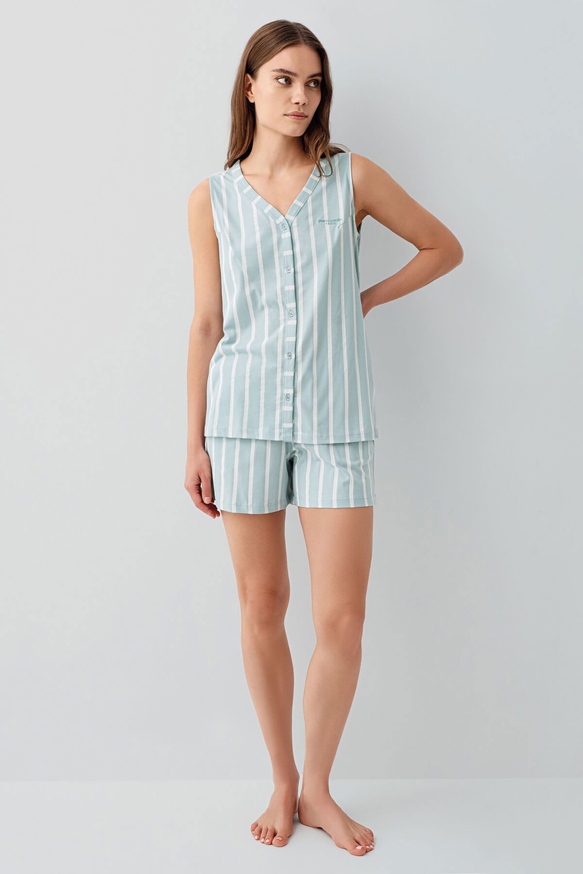 Pierre Cardin - Pierre Cardin Kadın Yeşil Şort Takım (1)