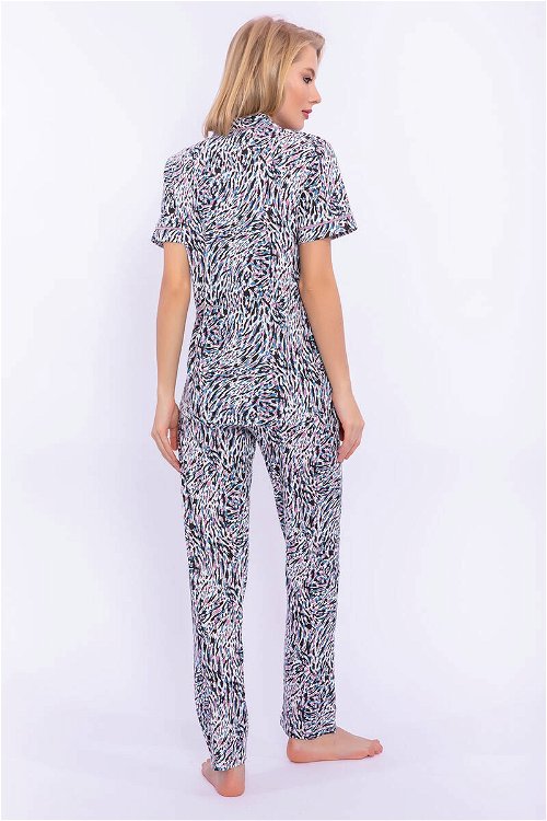 Pierre Cardin Leopard Siyah Kadın Gömlek Pijama Takımı