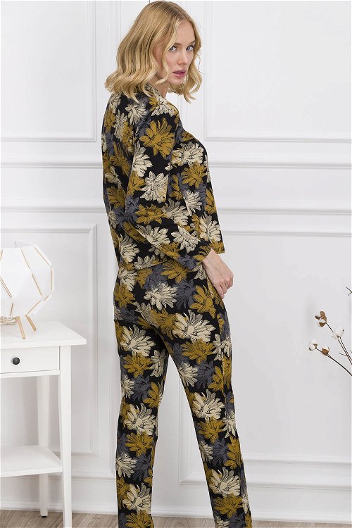 Pierre Cardin Leaf Siyah-Hardal Kadın Pijama Takımı