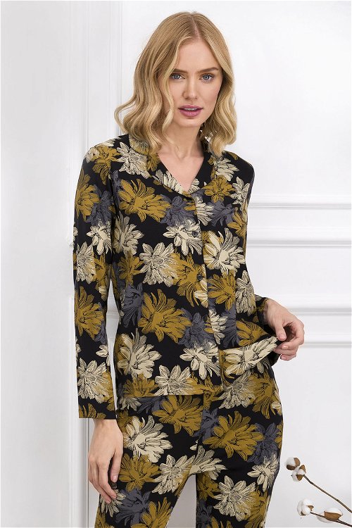 Pierre Cardin Leaf Siyah-Hardal Kadın Pijama Takımı