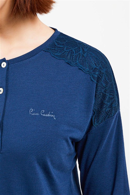 Pierre Cardin Uzay Mavisi Uzun Kol Pijama Takım