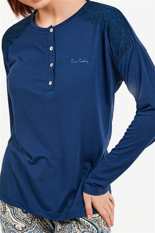 Pierre Cardin Uzay Mavisi Uzun Kol Pijama Takım