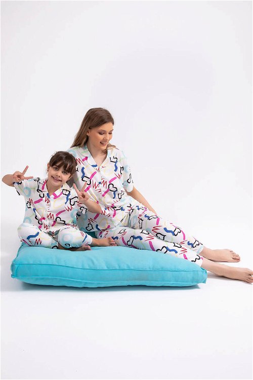 Rolyply Love Krem Kız Çocuk Gömlek Pijama Takımı