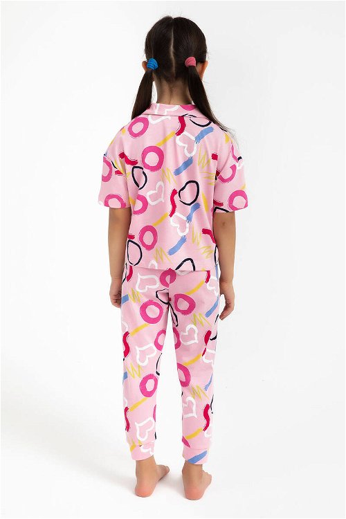 Rolyply Love Pembe Kız Çocuk Gömlek Pijama Takımı
