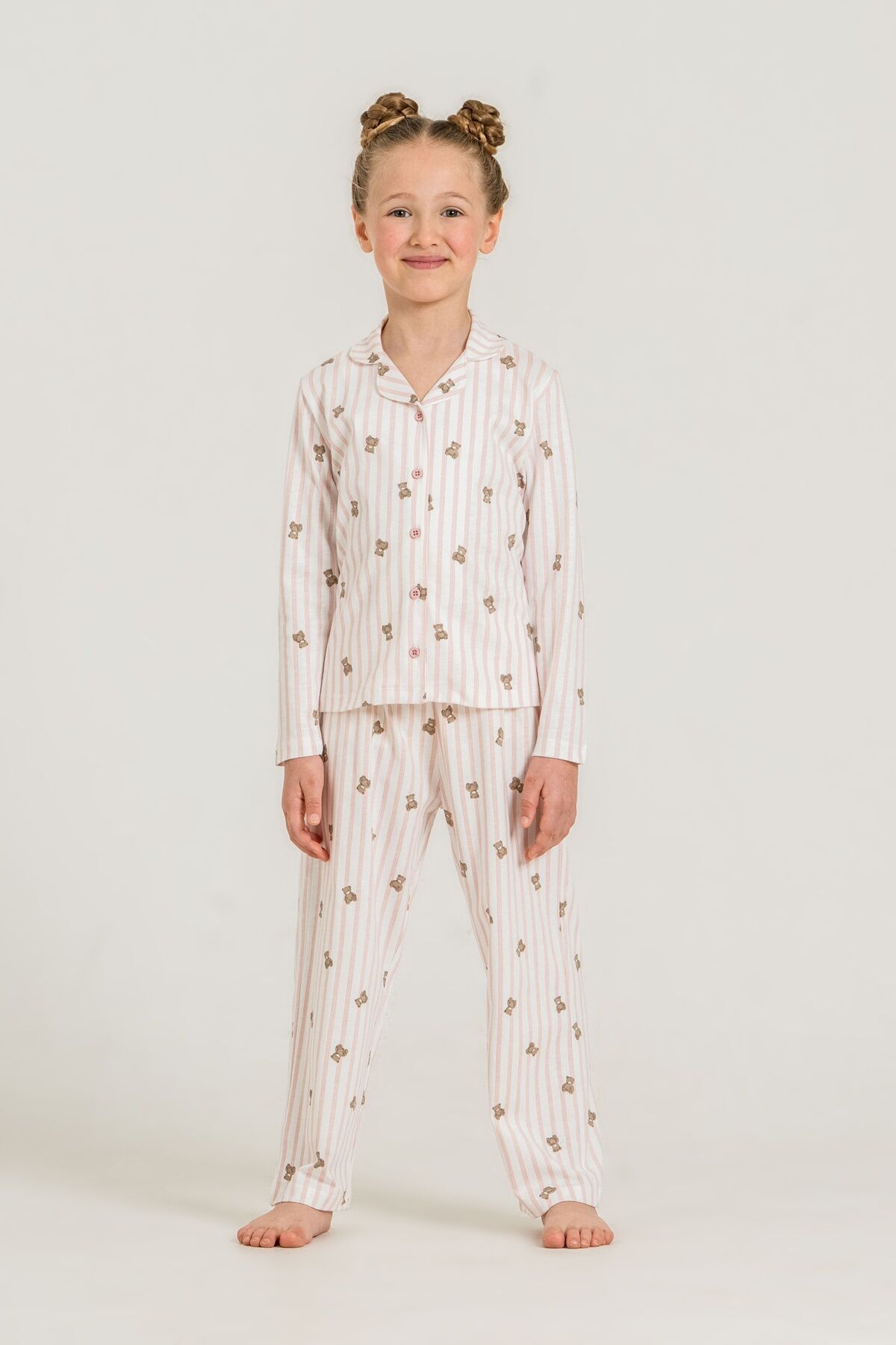 ROLYPOLY - Rolypoly Anne Kız Teddy Bears Pembe Gömlek Pijama Takımı RP3913-A-V1 (1)