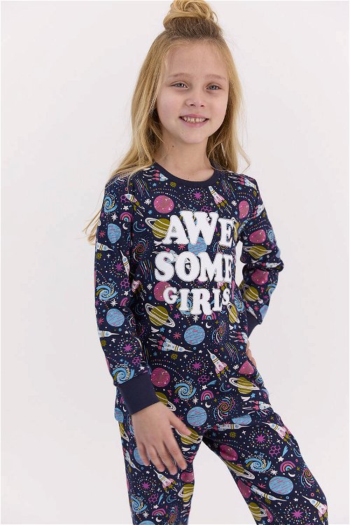 RolyPoly Awsome Girls Lacivert Kız Çocuk Pijama Takımı