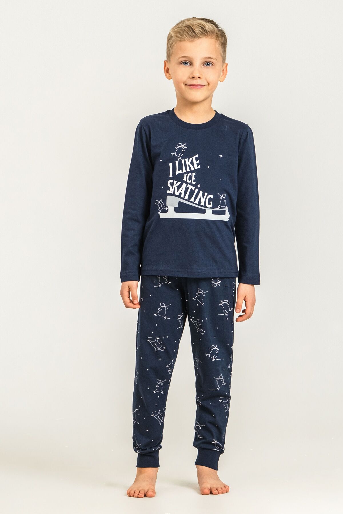 ROLYPOLY - Rolypoly Baba Oğul I Like Ice Skating Lacivert Uzun Kol Pijama Takım RP3864-A-V1 (1)