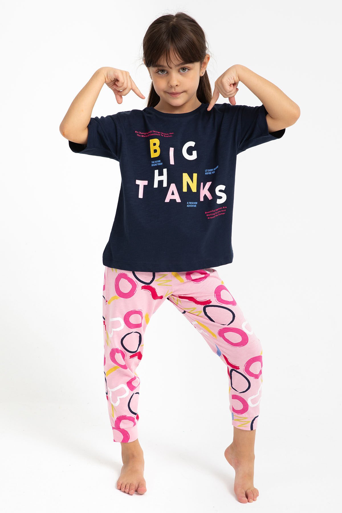 Rolypoly Big Thanks Lacivert Kız Çocuk Pijama Takımı