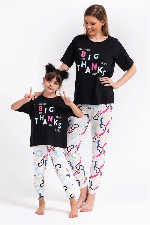Rolypoly Big Thanks Siyah Kız Çocuk Pijama Takımı
