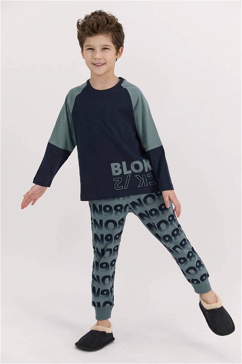 RolyPoly Blok Lacivert Erkek Çocuk Pijama Takımı
