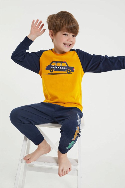 RolyPoly Car Sarı Erkek Çocuk Uzun Kol Pijama Takım