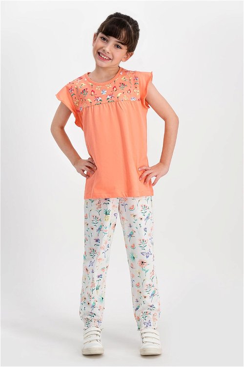 RolyPoly Carrot Şeftali Kısa Kollu Kız Çocuk Pijama Takımı